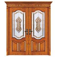 Prettywood American Waterproof Solid OAK House Double Main Front Wooden Door Designs