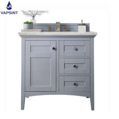 Foshan factory PVC floor mounted bathroom vanity cabinet with basin